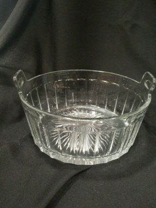 Vtg Heisey Crystal Bowl With Handles Approx 1.  5 Quart Marked