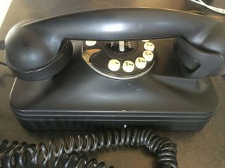 Grand Wall Phone Telephone Retro 80s Pottery Barn Vintage Black Rotary Style EUC 4