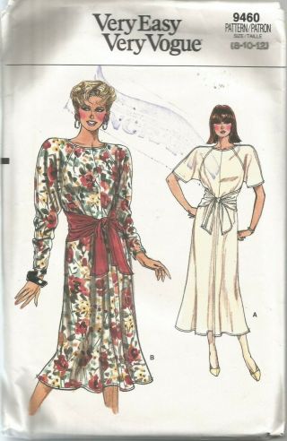 Vogue Patterns 9460,  Vintage Dress,  Sleeve Variations,  Size 10