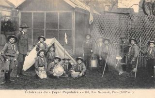 Paris France Boy Scouts Camp Scene Vintage Postcard K689054