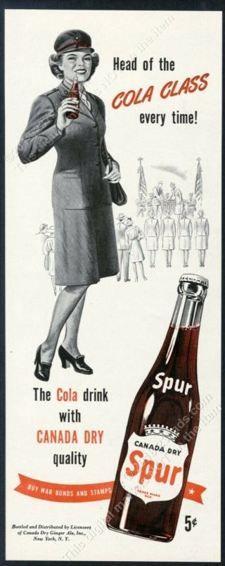 1945 Usmc Woman Marine Pic Canada Dry Spur Cola Vintage Print Ad