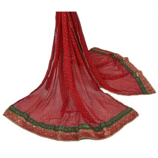 Sanskriti Vintage Dupatta Long Stole Pure Georgette Silk Embroidered Bandhani