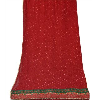 Sanskriti Vintage Dupatta Long Stole Pure Georgette Silk Embroidered Bandhani 3