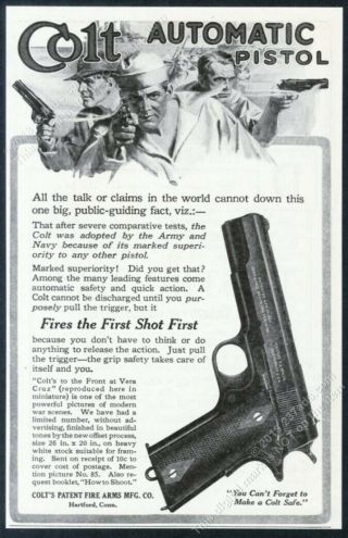 1914 Colt Acp Automatic Pistol Gun Photo Us Navy Sailor Art Vintage Print Ad