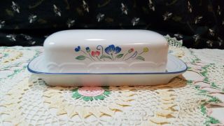 Vintage Floral Expression Stoneware Japan Butter Dish With Lid