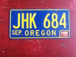 License Plate Tag Oregon Jhk 684 1972 Vintage Rustic Usa
