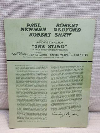 VINTAGE The Sting Marvin Hamlisch Scott Joplin Sheet Music Songbook 1974 2