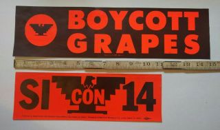 Vintage Political Bumper Stickers - 1976 - United Farm Workers - Boycott Grapes