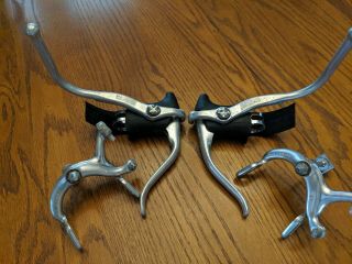 Vintage Dia - Compe N500 Side Pull Brake Caliper Set And Dia - Compe Levers -