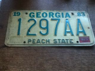 License Plate Tag Vintage Georgia Ga Peach State 1297aa 1983 Rustic Usa