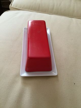 Vintage Butter Dish Red Cover /white Dish.