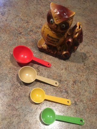 Vintage Owl “spooning For You In Florida” Measuring Spoons.  Japan