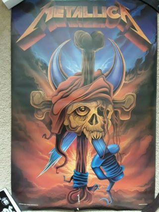 Vintage Metallica Pirate Skull And Bones Poster By Pushead 1990 