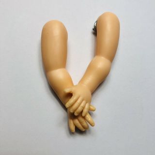 Vintage Hard Plastic Doll Arms 2 3/4” Detailed Hands Fingers For Size 7 - 8” Dolls