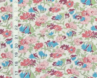 Pink Floral Full Feedsack Feed Sack Vintage Cotton Fabric Red Blue Purple