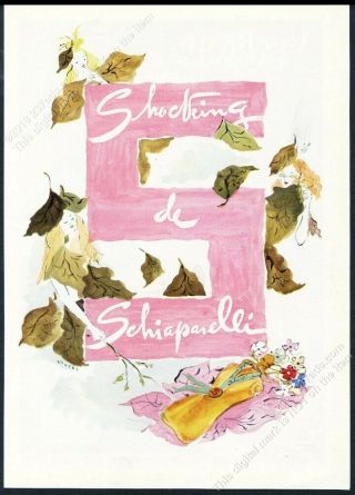 1943 Shocking De Schiaparelli Perfume Vertes Leaf Women Art Vintage Print Ad