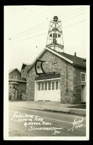 Vintage Fire Company 1 Rppc Postcard 1940s Schaefferstown Pa By Harpel