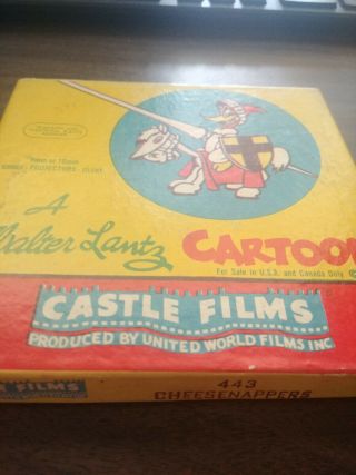 Vintage Movie Reel 8mm Castle Films 443 Cheesenappers Cartoon Walter Lantz