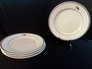 4 Homer Laughlin Nautical Dinner Plates Restaurant Ware Vintage