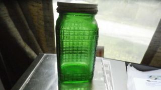 1 - 5 Oz.  Vintage Owens Illinois Green Depression Glass Ribbed Pepper Shaker
