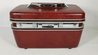 Vintage Samsonite Silhouette Burgundy Red Hard Side Train Makeup Case