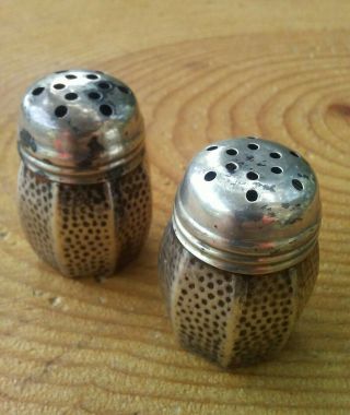 Vintage Sterling Silver Tiny Salt And Pepper Shakers.
