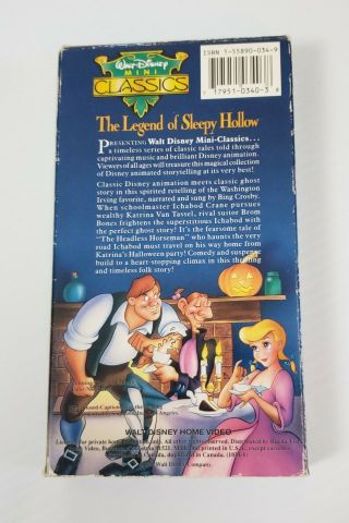 The Legend of Sleepy Hollow VHS Walt Disney Mini Classics Headless Horseman VTG 2