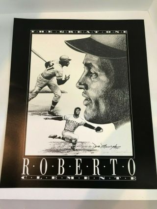Vintage Roberto Clemente The Great One Art Print Poster Signed By Dave Marizak