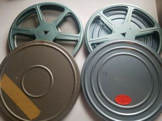 2 Vintage 8mm Film 7 " Metal Take Up Reels And Canisters
