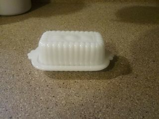 Vintage Small Butter Dish Milk Glass