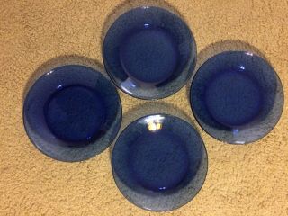 Set Of 4 Vintage Cobalt Blue Luncheon Plates 7 1/2”