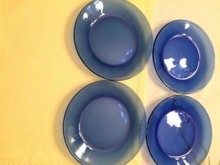 Set Of 4 Vintage Cobalt Blue Luncheon Plates 7 1/2” 2