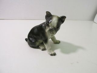 Vintage Made In Japan Black & White Sitting Bulldog Figurine Hd1515