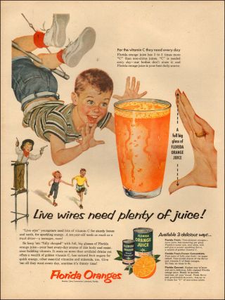 1954 Vintage Ad Florida Orange Juice Frozen Canned Little Boy On Trapeze 051218