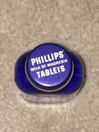 Phillips Milk of Magnesia Vintage Cobalt Blue Glass medicine Bottle W/ Tablets 5