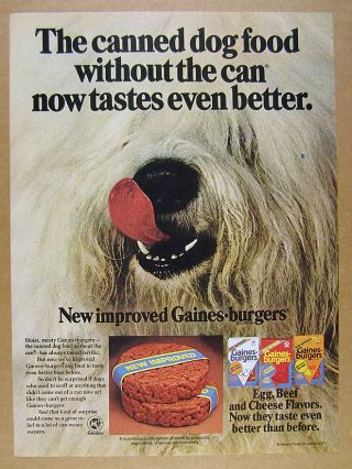 1977 Sheepdog Photo Gaines Burgers Dog Food Vintage Print Ad