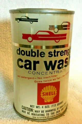 Vintage Shell Oil Double Strength Car Wash Art Deco Tin Can Gas Station Service