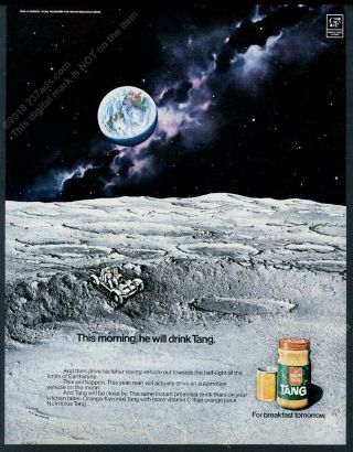 1971 Tang Orange Drink Nasa Astronaut Lunar Rover Art Vintage Print Ad