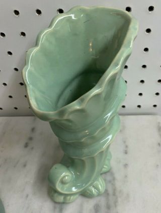 Vintage Shawnee " 675 " Art Deco Cornucopia Vase Light Green 7 1/4 " H Usa Pottery