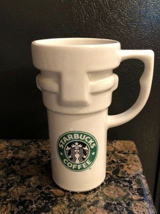 Vintage Starbucks Tall White Ceramic Travel Mug Cup Green Mermaid Logo 12oz