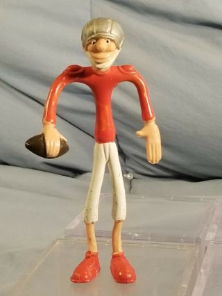 Vintage Rubber Bendable Poseable Football Player Toy Figure Hong Kong 5 " Tall