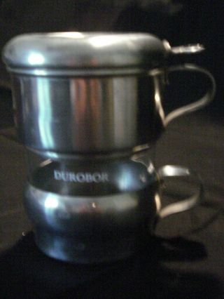 Vintage Durobor Single Serve Coffee French Press Metal & Glass Cup