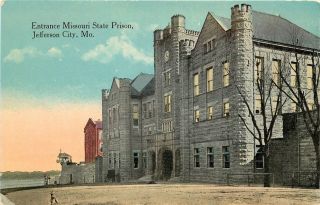 Vintage Postcard Entrance Missouri State Prison Jefferson City Mo Cole County