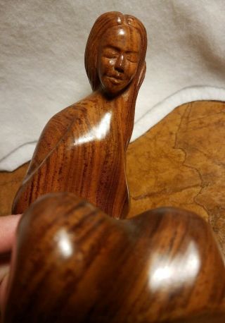 Vintage Hand Carved Wooden PRAYING WOMAN Figure 6 