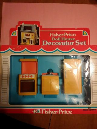 Vtg Fisher Price Dollhouse Kitchen Set 252,  1978