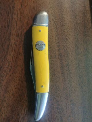Vintage Imperial Usa Pocket Knife One Blade Crown Emblem
