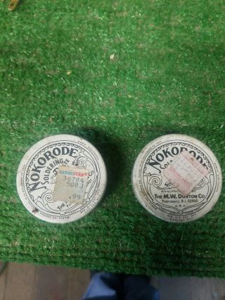 Vintage Nokorode Soldering Paste Tins Advertising Mw Dunton Company