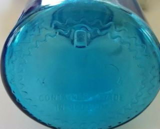Vintage Aqua Blue Glass Apothecary Jar Bubble Top w/Seal Made in Belgium 7 