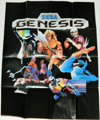 Sega Genesis Poster Only Vintage Classic Visions Promotional 32 Games Pictured