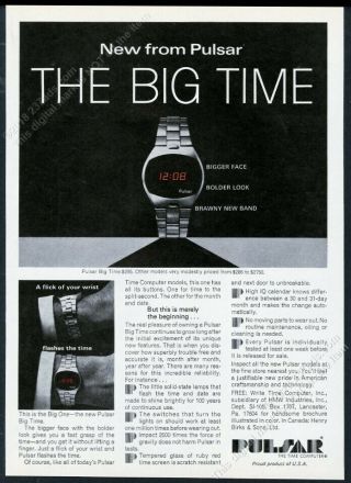 1975 Pulsar Big Time Led Digital Watch Photo Vintage Print Ad
